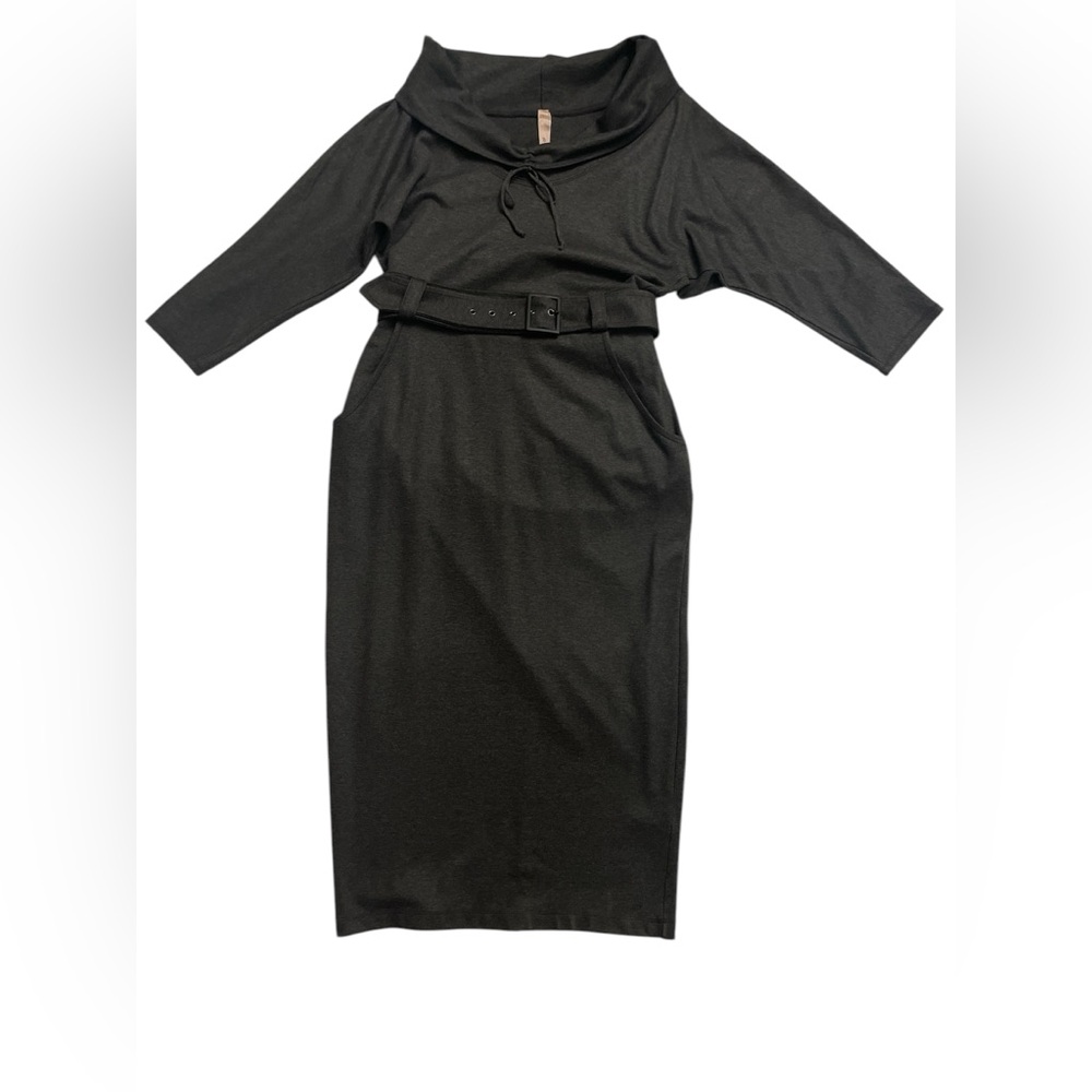 NWOT Bailey 44 gray belted midi dress